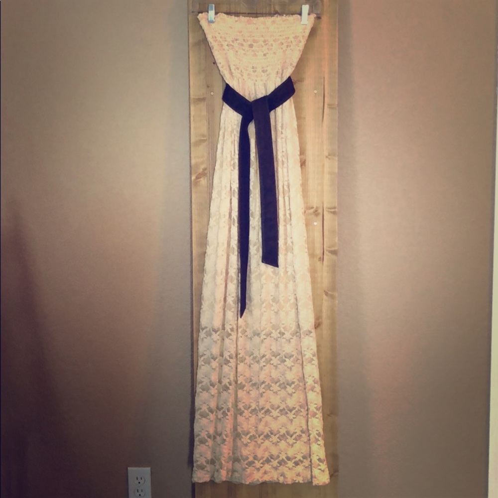 Strapless lace maxi by d’ closet